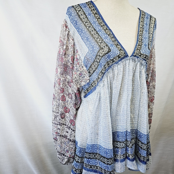 Free People Aliyah Printed Tunic Top Large - Picture 8 of 13